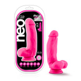 Neo Elite 7 Inch Silicone Dual Density Cock with Balls Neon Pink Pink DONGS